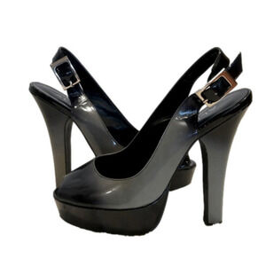 Aldo  black/grey patent leather platform slingback high heels 38